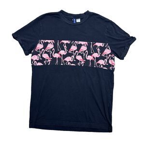 H&M Divided Womens Medium Black Flamingo Graphic Tee Shirt Pre-Owned Casual‎